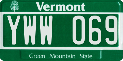 VT license plate YWW069