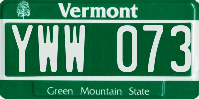 VT license plate YWW073