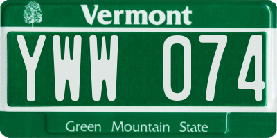 VT license plate YWW074