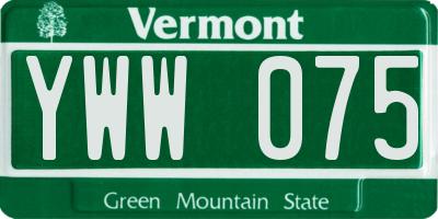 VT license plate YWW075