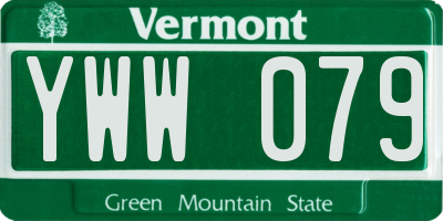 VT license plate YWW079