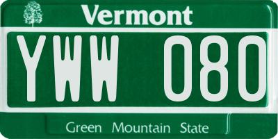 VT license plate YWW080