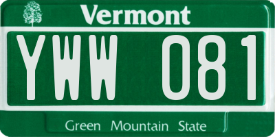 VT license plate YWW081