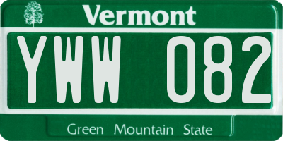 VT license plate YWW082