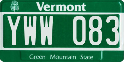 VT license plate YWW083