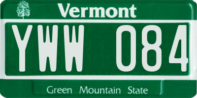 VT license plate YWW084
