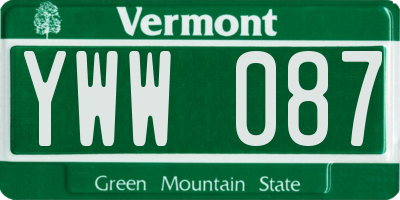 VT license plate YWW087