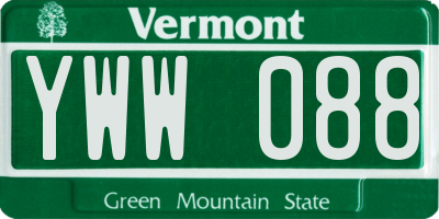 VT license plate YWW088