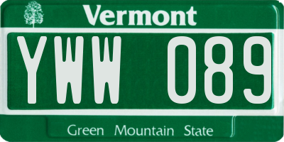 VT license plate YWW089
