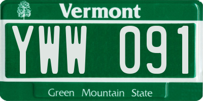 VT license plate YWW091