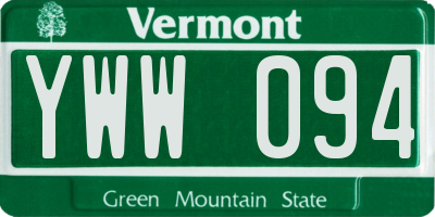 VT license plate YWW094