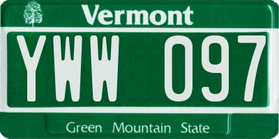 VT license plate YWW097
