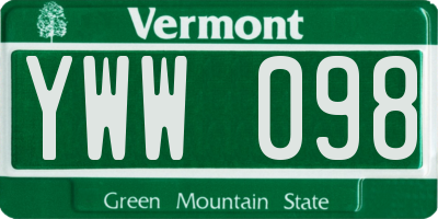 VT license plate YWW098