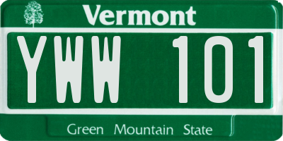 VT license plate YWW101