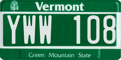 VT license plate YWW108