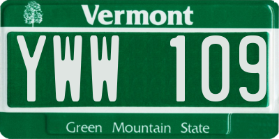 VT license plate YWW109