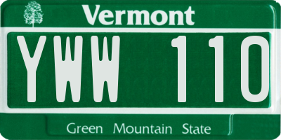 VT license plate YWW110
