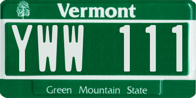 VT license plate YWW111