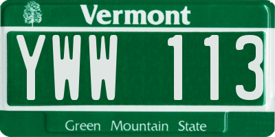 VT license plate YWW113