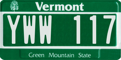 VT license plate YWW117