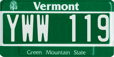 VT license plate YWW119