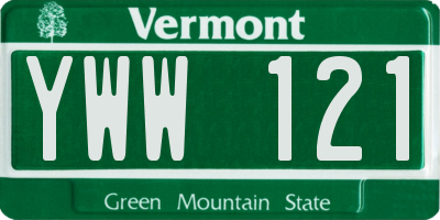 VT license plate YWW121