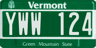 VT license plate YWW124
