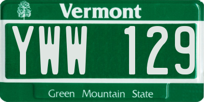 VT license plate YWW129