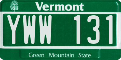 VT license plate YWW131