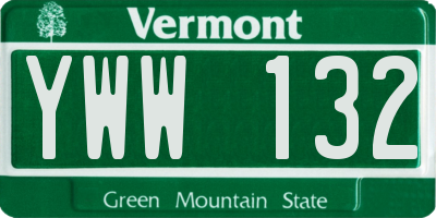 VT license plate YWW132