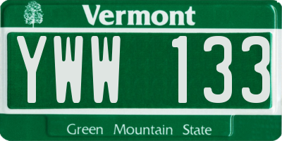 VT license plate YWW133