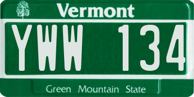 VT license plate YWW134