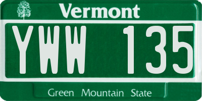 VT license plate YWW135