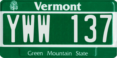 VT license plate YWW137