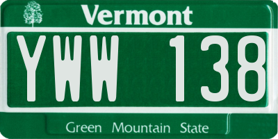VT license plate YWW138