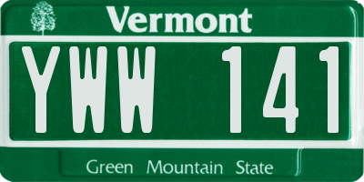 VT license plate YWW141