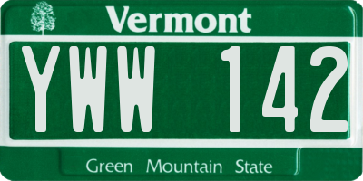 VT license plate YWW142
