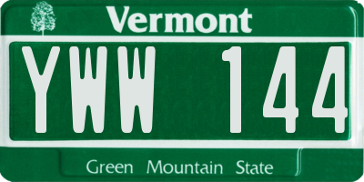 VT license plate YWW144