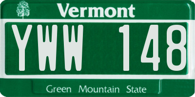 VT license plate YWW148