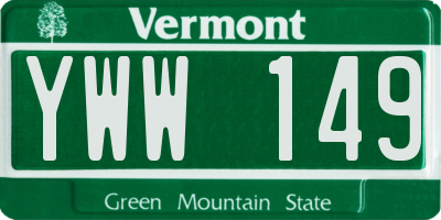 VT license plate YWW149