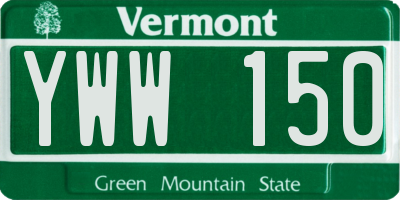 VT license plate YWW150