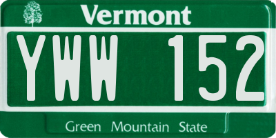 VT license plate YWW152