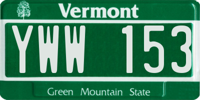 VT license plate YWW153