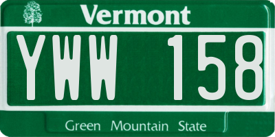 VT license plate YWW158