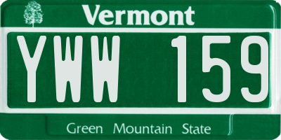 VT license plate YWW159