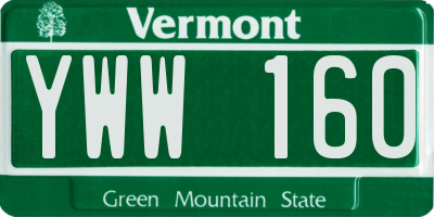 VT license plate YWW160