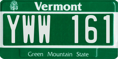 VT license plate YWW161
