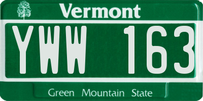 VT license plate YWW163