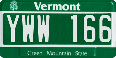 VT license plate YWW166