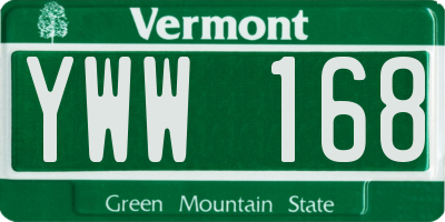 VT license plate YWW168